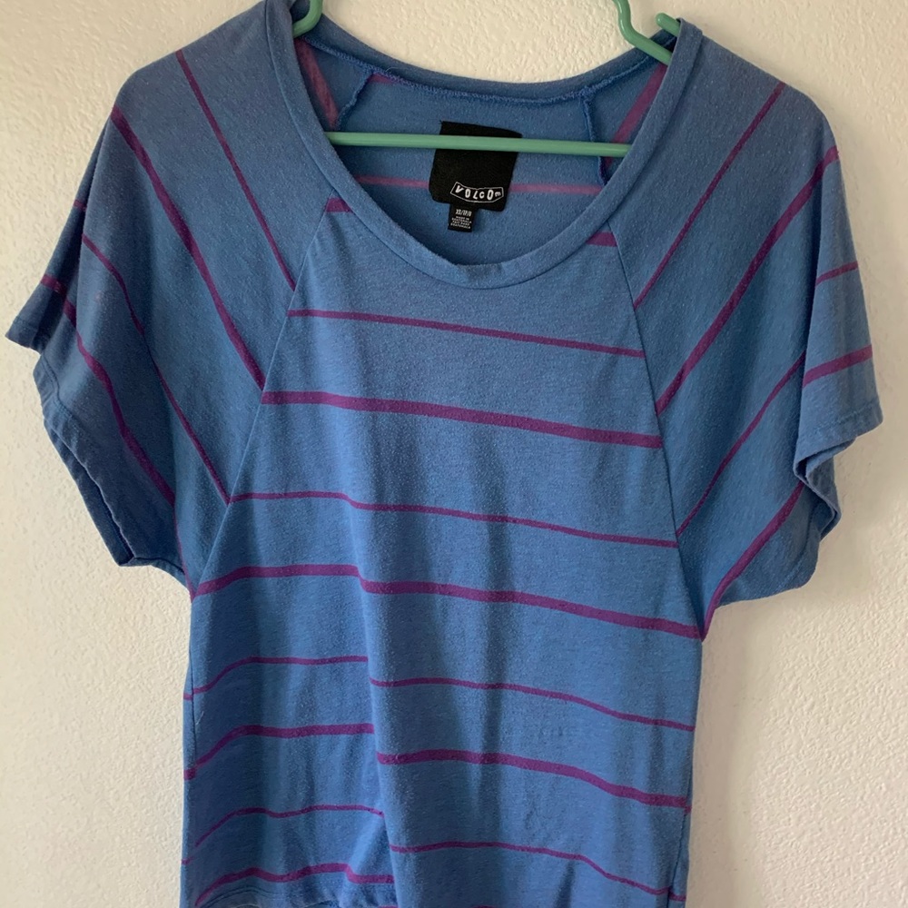 Blue and purple striped Volcom tshirt